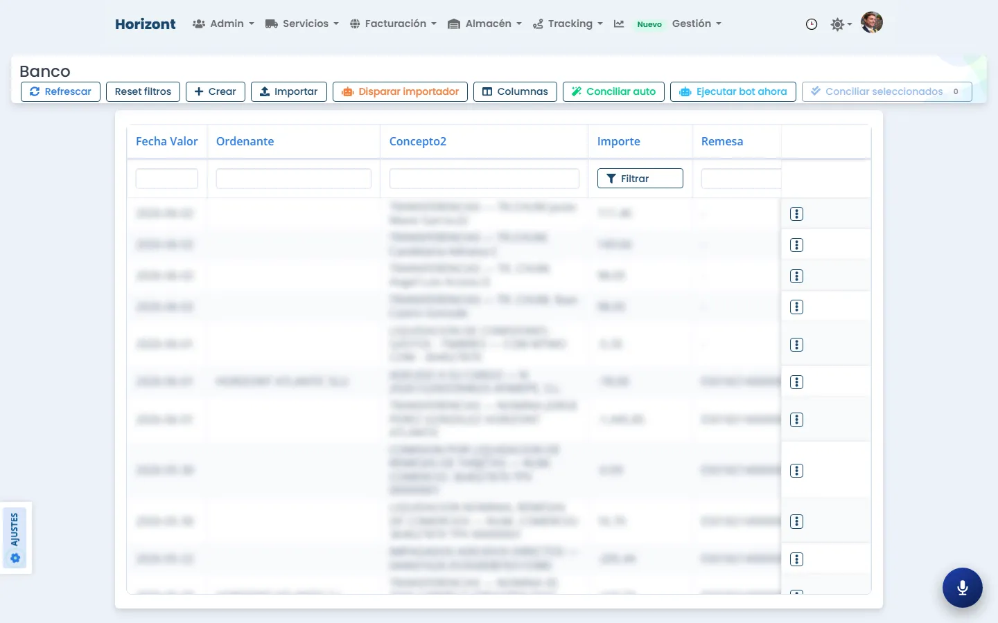 Conciliación bancaria automática del CRM: movimientos del banco casados con sus facturas